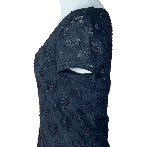 Free People Black Stretchy Lace Like Dress With Flower Design Fits Small… - Picture 14 of 15